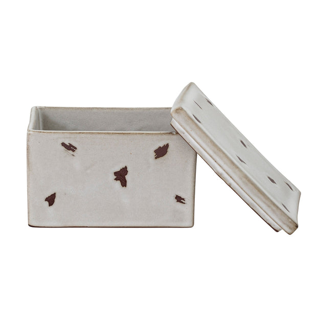 Bloomingville Borcan pentru depozitare cu capac, Aiza Alb, 1150 ml, l12xA12xH8 cm