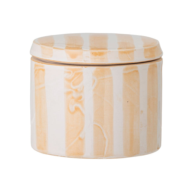 Bloomingville Borcan pentru depozitare cu capac, Cathe Galben, 720 ml, Ø13xH10.5 cm