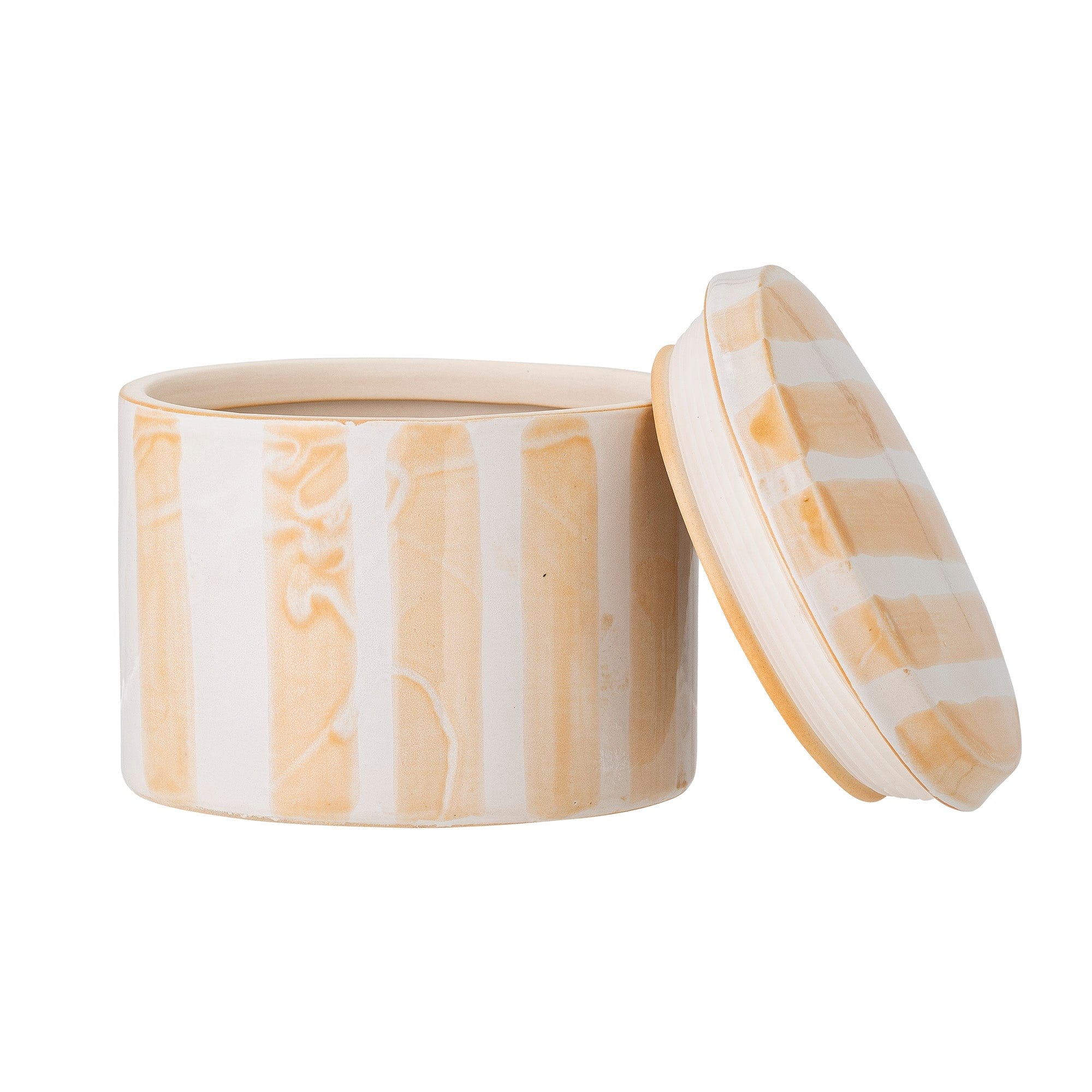 Bloomingville Borcan pentru depozitare cu capac, Cathe Galben, 720 ml, Ø13xH10.5 cm