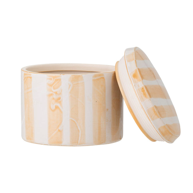 Bloomingville Borcan pentru depozitare cu capac, Cathe Galben, 720 ml, Ø13xH10.5 cm