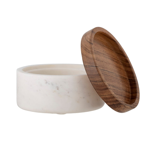 Bloomingville Borcan pentru depozitare cu capac, Fenella Alb, , Ø15xH7.5 cm