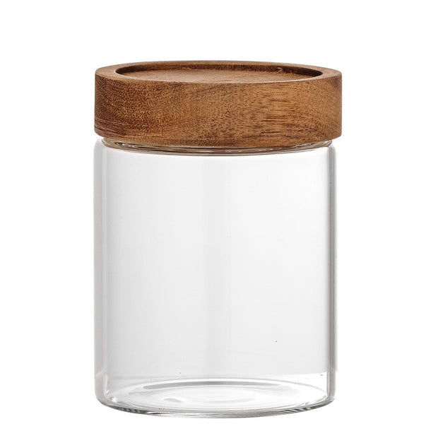 Bloomingville Borcan pentru depozitare cu capac, Kauna Transparent, 285 ml, Ø8xH10 cm