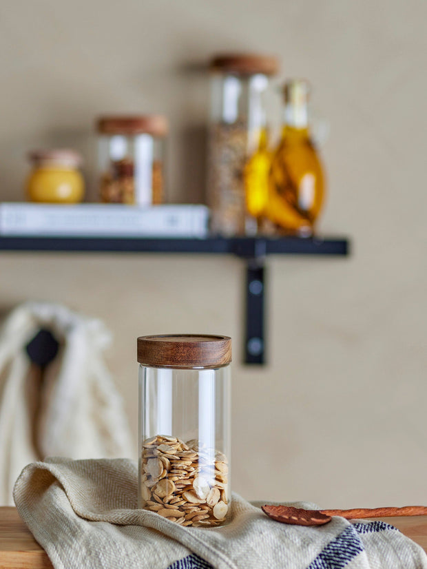 Bloomingville Borcan pentru depozitare cu capac, Kauna Transparent, 480 ml, Ø8xH15.5 cm