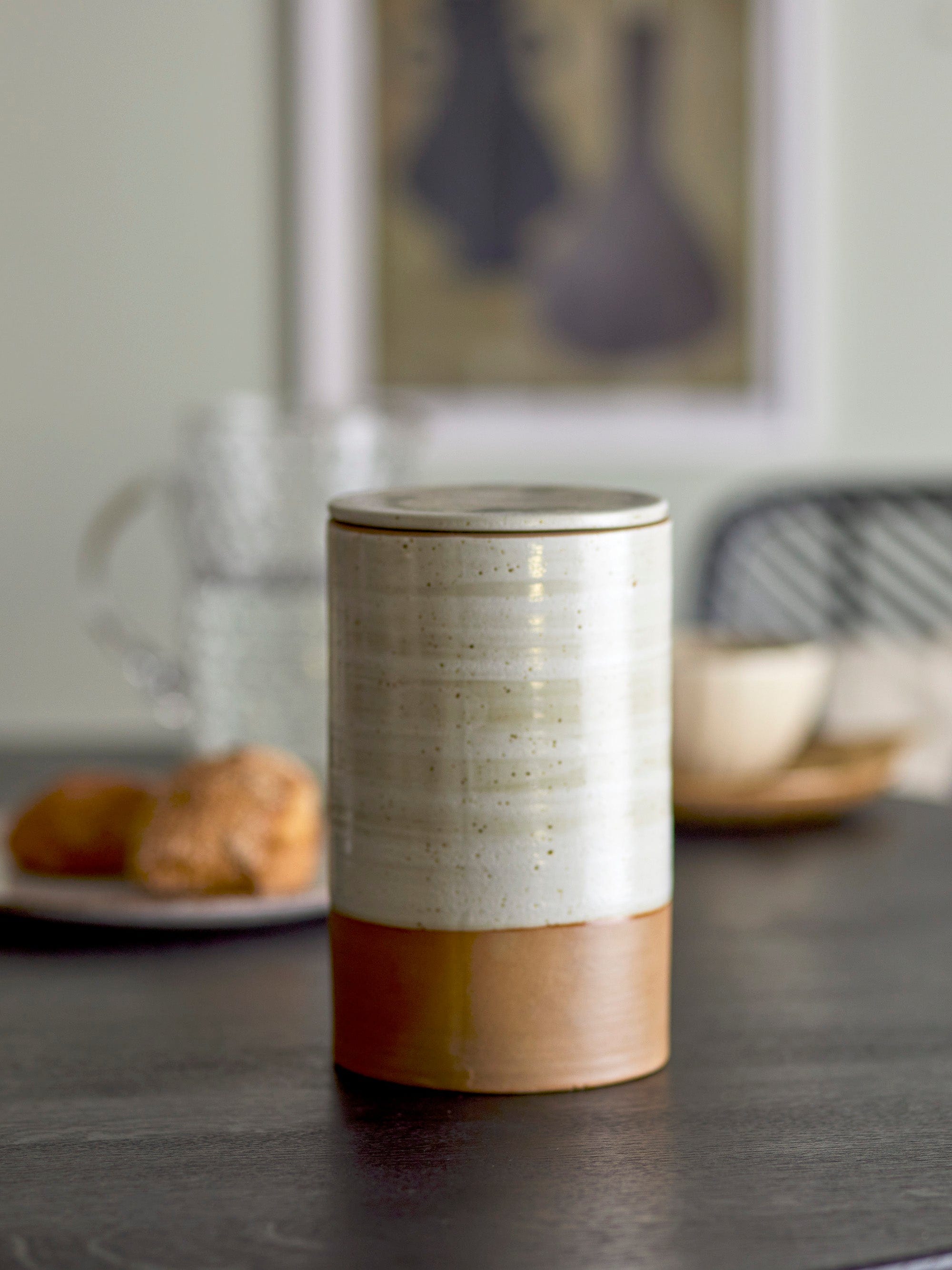 Bloomingville Borcan pentru depozitare cu capac, Okan Maro, 1350 ml, Ø12xH19.5 cm