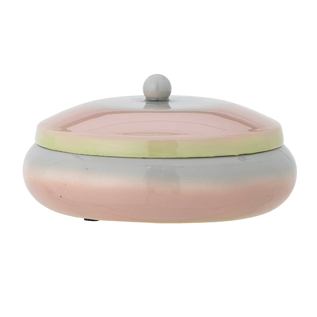 Bloomingville Borcan pentru depozitare cu capac, Peach Roz, , Ø18xH9 cm