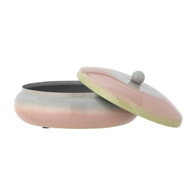 Bloomingville Borcan pentru depozitare cu capac, Peach Roz, , Ø18xH9 cm