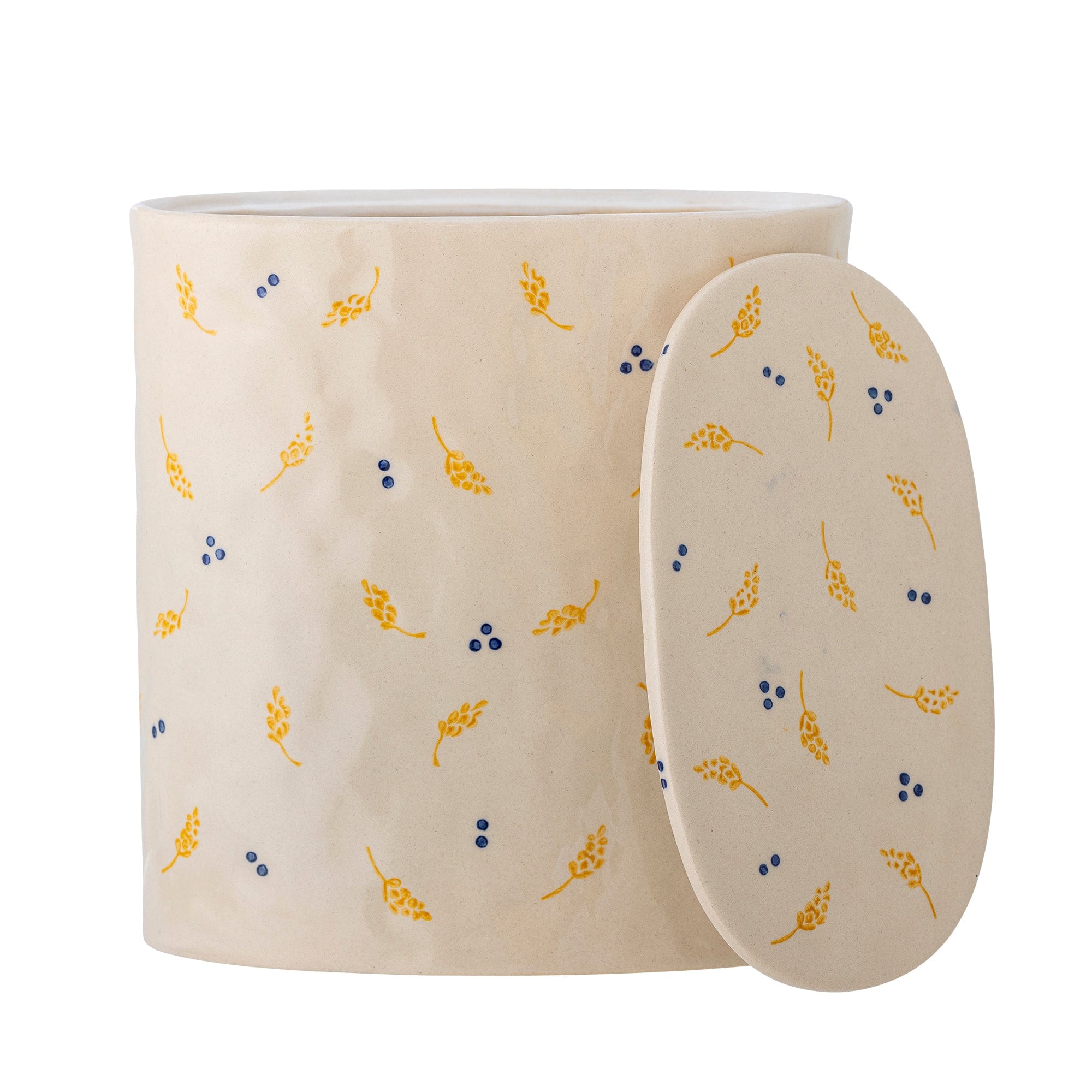 Bloomingville Borcan pentru depozitare cu capac, Pippine Alb, 1800 ml, l16.5xA9.5xH19 cm