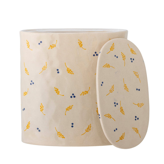 Bloomingville Borcan pentru depozitare cu capac, Pippine Alb, 1800 ml, l16.5xA9.5xH19 cm