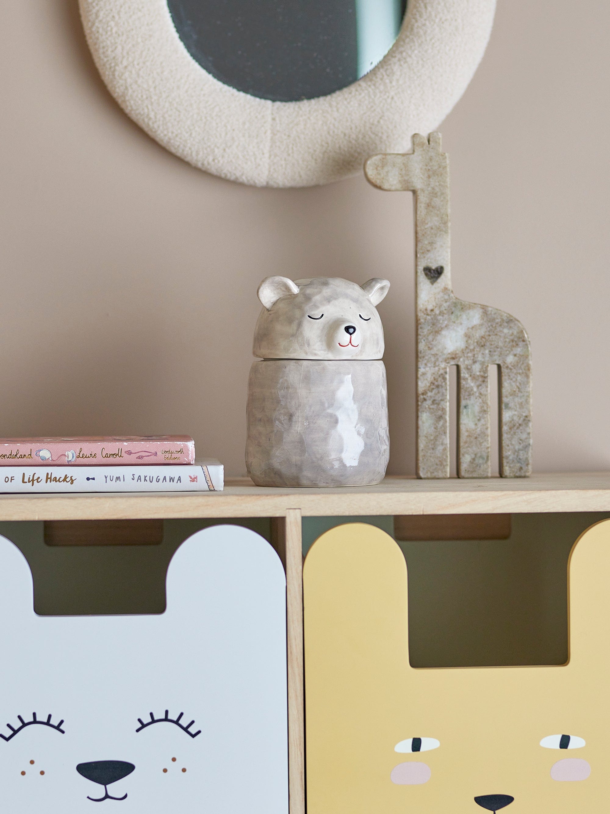 Bloomingville Borcan pentru depozitare cu capac, Puk Gri, 440 ml, Ø10xH15 cm