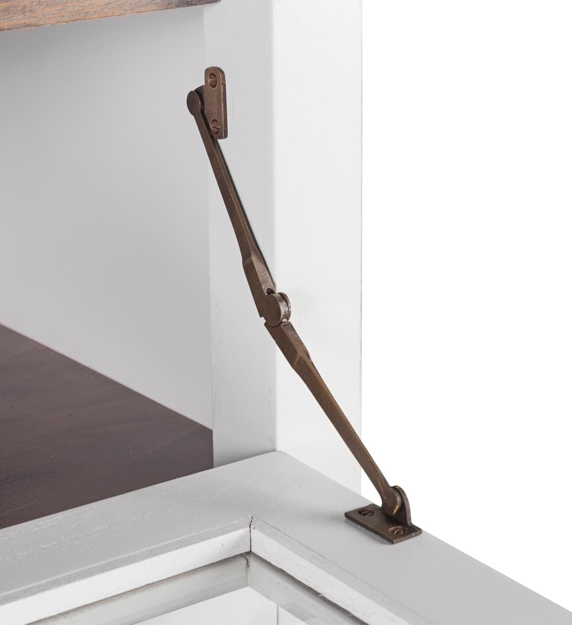 Moycor Cabinet cu vitrina din lemn si furnir, cu 6 sertare si 1 usa, Everest Big Alb / Maro, l90xA45xH135 cm