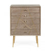 Cabinet din lemn de tec si MDF, cu 5 sertare Filomena Natural / Auriu, l60xA35xH85 cm (1)