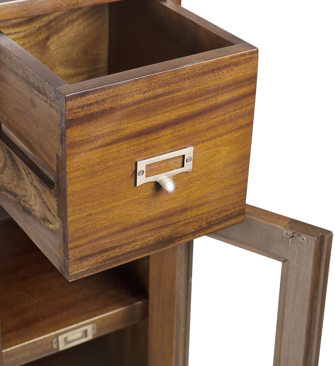 Moycor Cabinet din lemn si furnir, cu 4 sertare si 2 usi, Flamingo Right Nuc, l100xA32xH100 cm