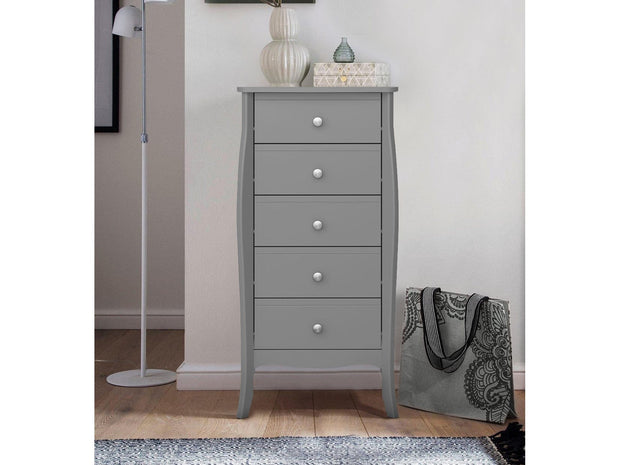 Dorel Home Cabinet din MDF, cu 5 sertare Baroque Gri, l51xA45xH102 cm