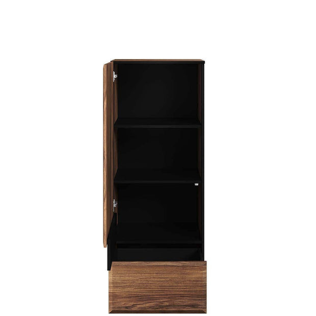 Lenart Cabinet din pal, cu 1 usa si 1 sertar, Borga 06 Stejar Catania / Negru, l55xA41xH143 cm