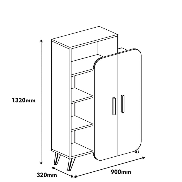 Cabinet din pal cu 2 usi Form Alb, l90xA32xH132 cm (4)