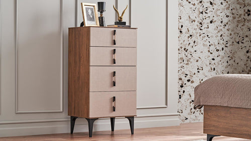 Dogtas Cabinet din pal, cu 4 sertare, Nova Cappuccino / Nuc, l57,2xA43,2xH110,4 cm