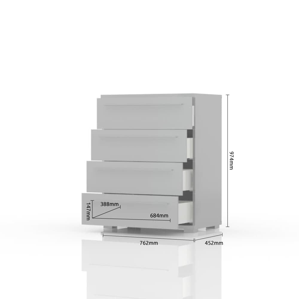 Jela Cabinet din pal, cu 4 sertare, Piano F4/PN Small Bej, l76xA45xH97 cm