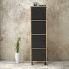 Cabinet din pal si lemn, cu 4 usi Vilamo VL30-238 Negru / Natural, l49xA40xH179,4 cm (1)