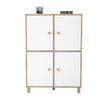 Cabinet din pal si lemn, cu 4 usi Vilamo VL45-217 Large Alb / Natural, l96xA40xH135,4 cm (3)