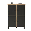Cabinet din pal si lemn, cu 4 usi Vilamo VL45-238 Large Negru / Natural, l96xA40xH135,4 cm (3)