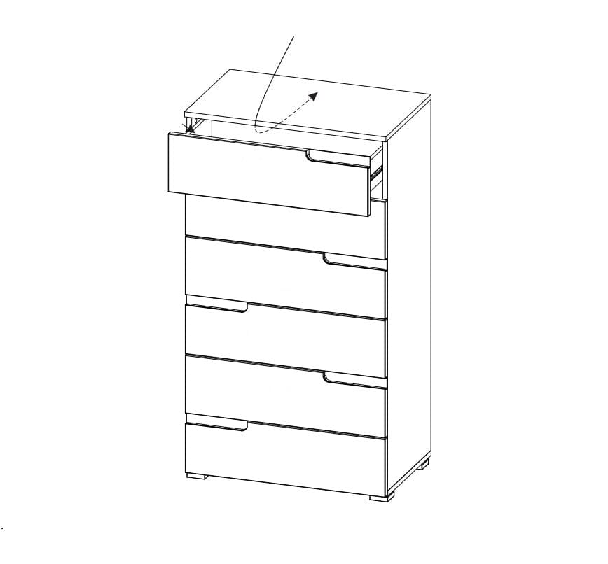 Szynaka Cabinet din pal si MDF cu 6 sertare Gabrielle 3 Alb, l65xA40xH119 cm