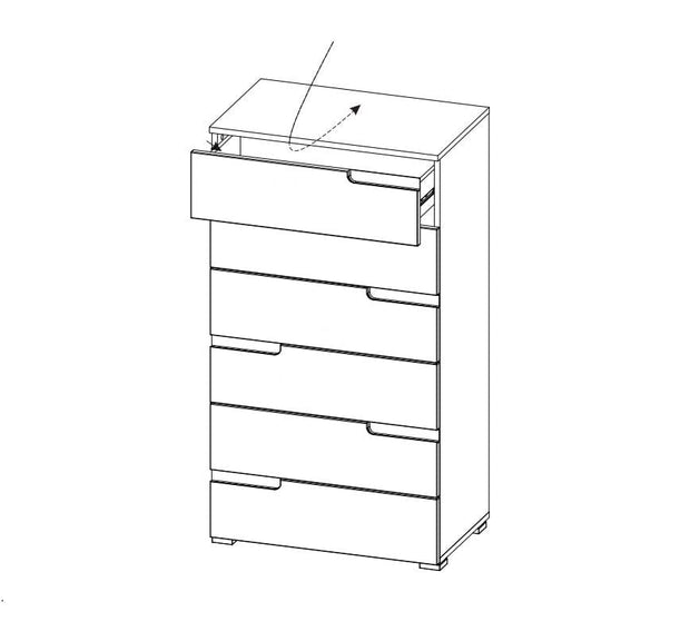 Szynaka Cabinet din pal si MDF cu 6 sertare Gabrielle 3 Alb, l65xA40xH119 cm