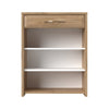 Jela Cabinet hol din pal si MDF, cu 2 usi si 1 sertar, Gala Bej / Nuc Pacific, l78xA36xH99 cm