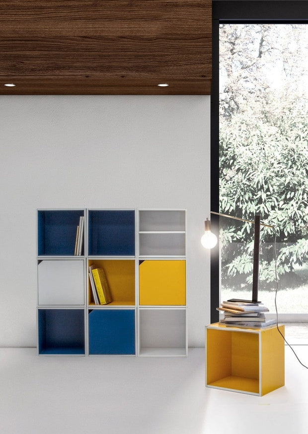 Cabinet modular din MDF, cu 1 usa, Composite Albastru Inchis / Alb, l35xA29,2xH35 cm (1)