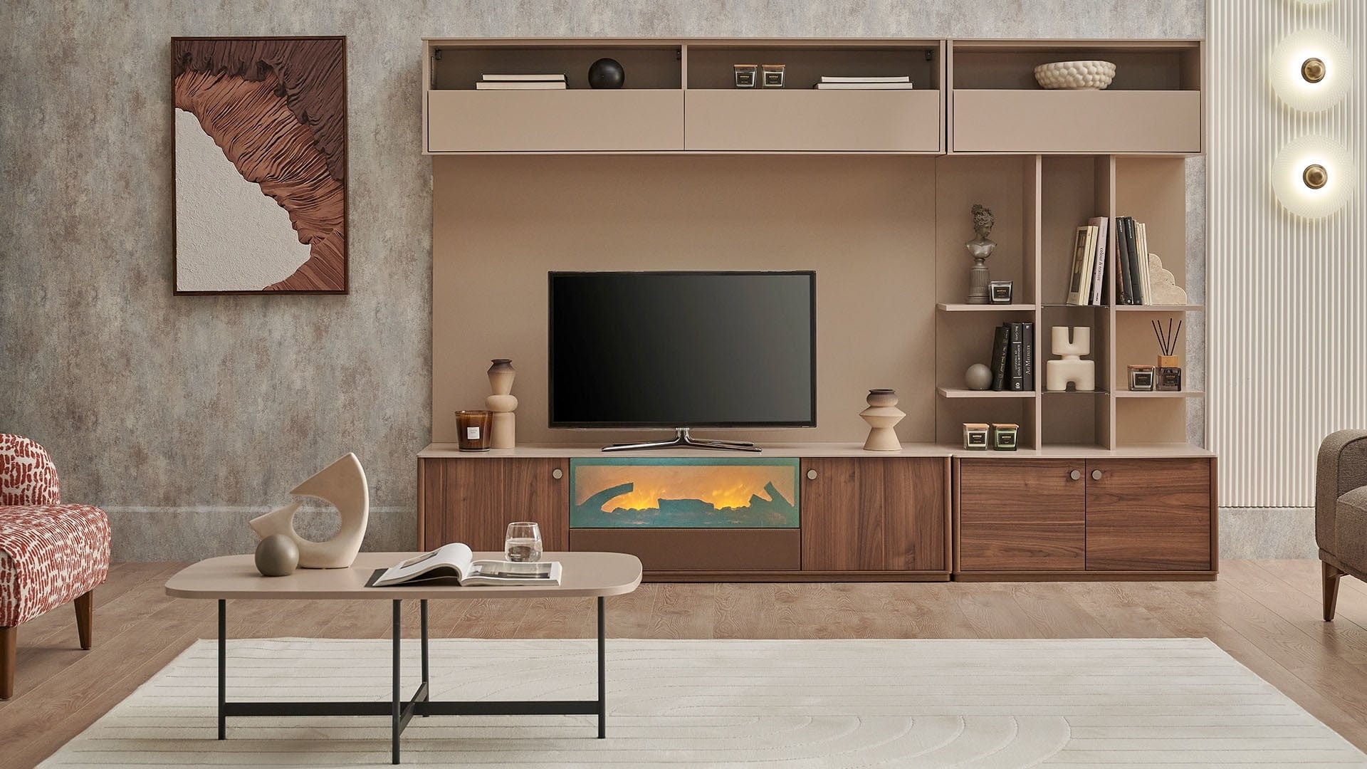 Dogtas Cabinet suspendat din pal, cu 2 usi, Costa Cappuccino, l180,4xA32,2xH40,2 cm