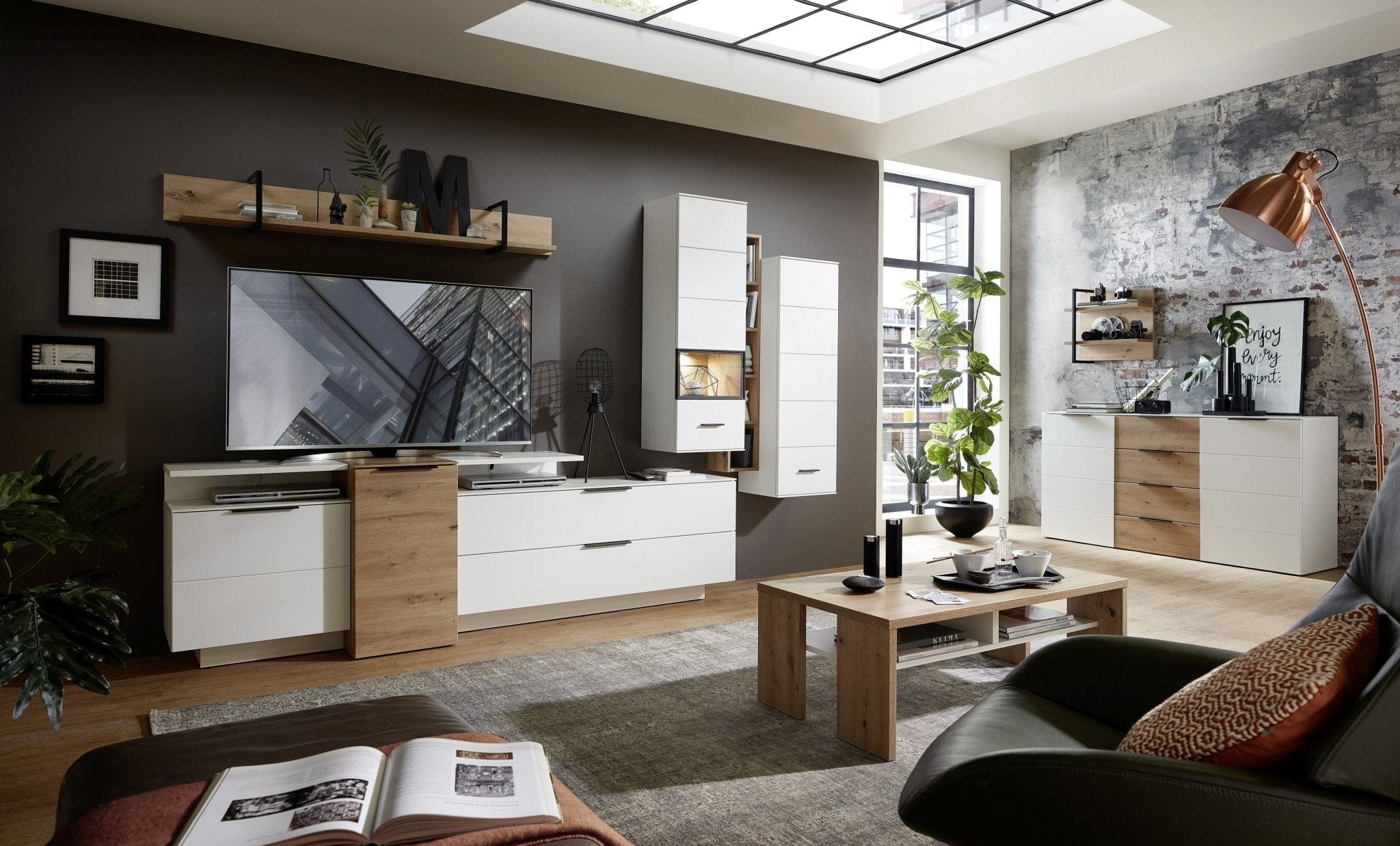 Innostyle Cabinet suspendat din pal si MDF cu 1 usa, Madeline Alb, l40xA36xH125 cm