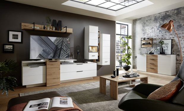 Innostyle Cabinet suspendat din pal si MDF cu 1 usa, Madeline Alb, l40xA36xH125 cm