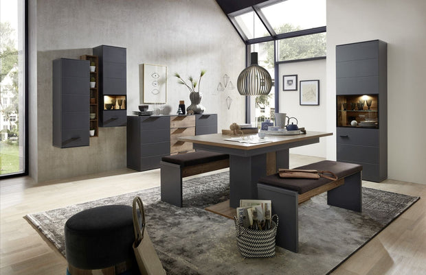 BFSummer Cabinet suspendat din pal si MDF cu 1 usa, Madeline Grafit, l40xA36xH125 cm