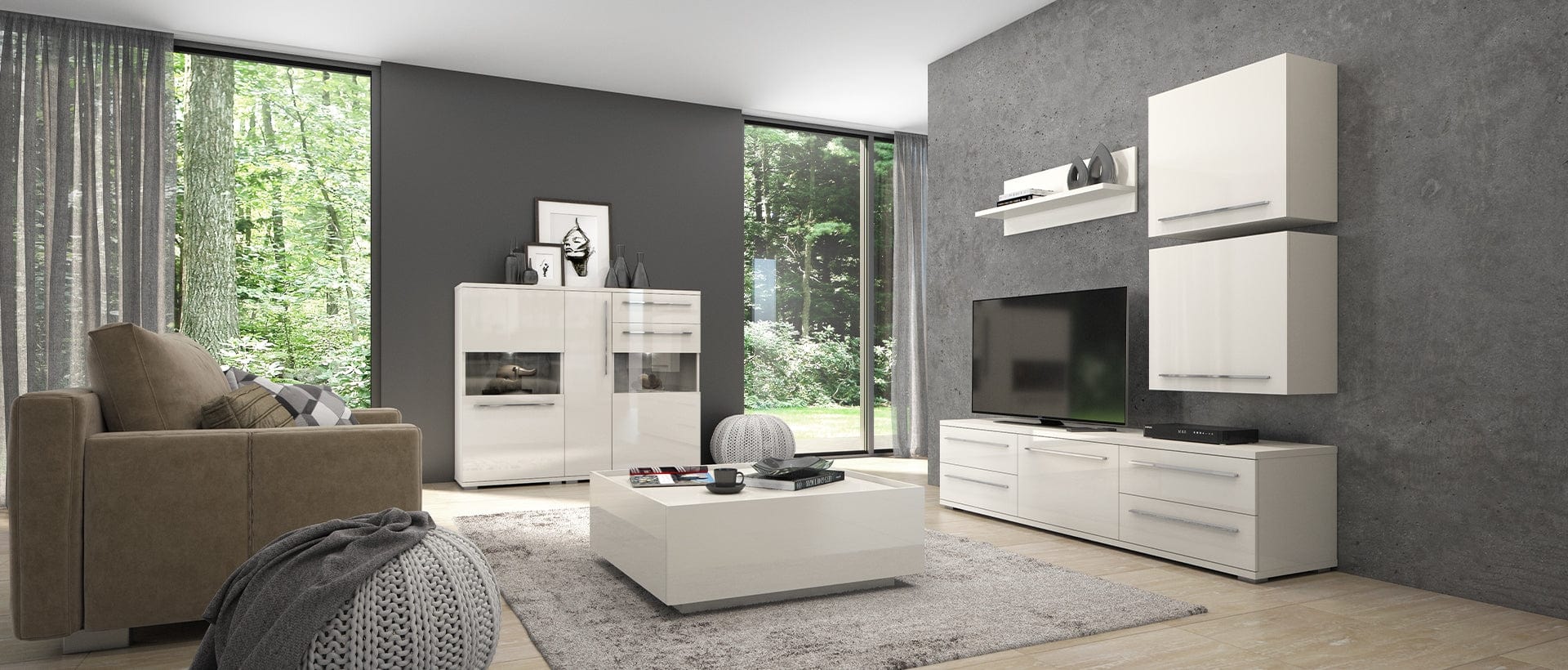 Jela Cabinet suspendat din pal si MDF, cu 1 usa, Piano VK60-1K/PN Bej, l60xA29xH57 cm