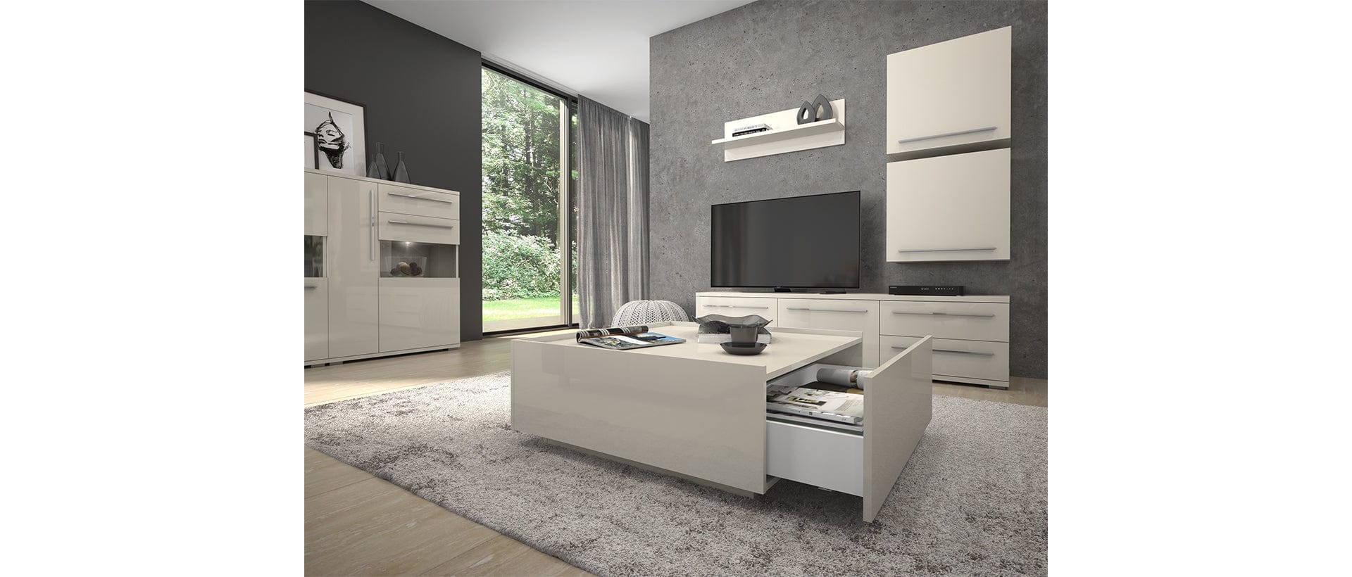 Jela Cabinet suspendat din pal si MDF, cu 1 usa, Piano VK60-1K/PN Bej, l60xA29xH57 cm