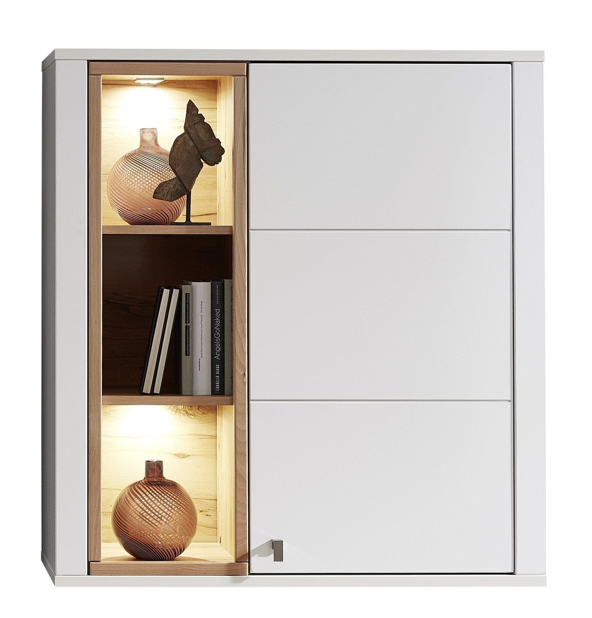 Innostyle Cabinet suspendat din pal si MDF cu 1 usa, Selina Alb / Natur, l92xA41xH101 cm