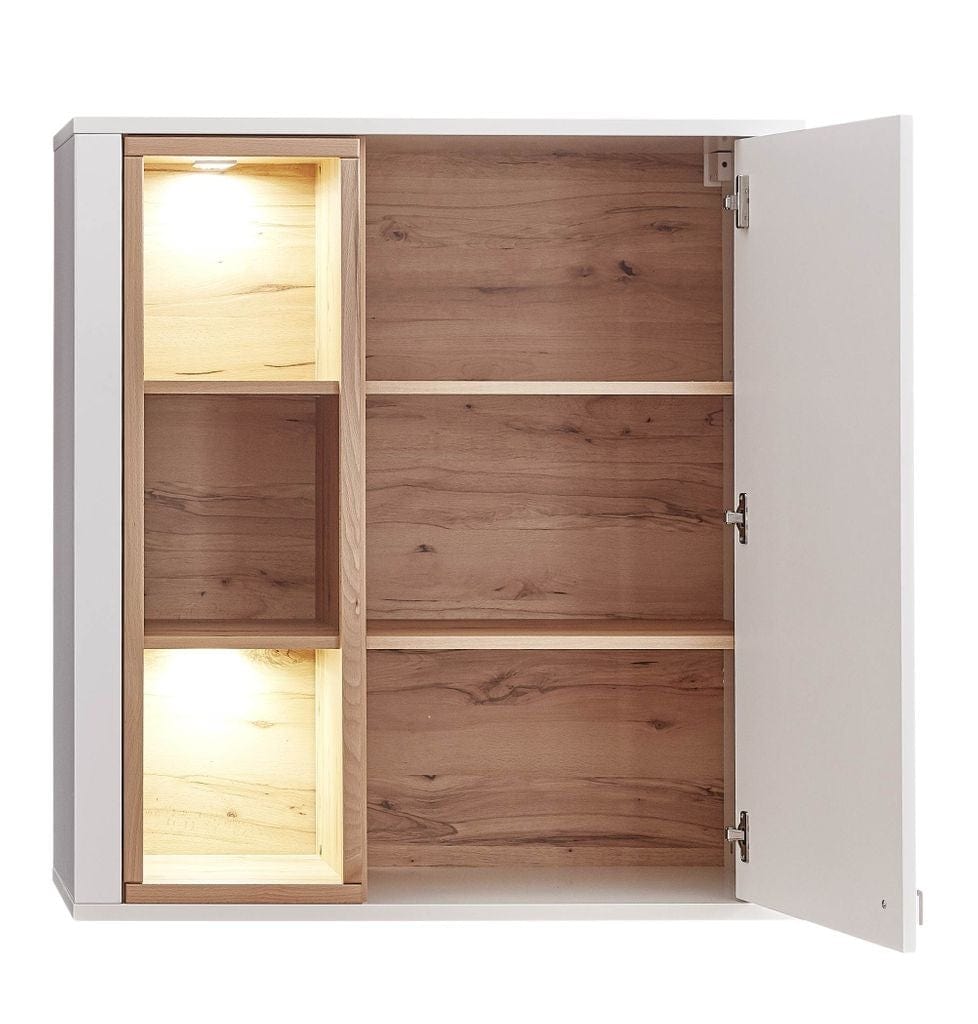 Innostyle Cabinet suspendat din pal si MDF cu 1 usa, Selina Alb / Natur, l92xA41xH101 cm