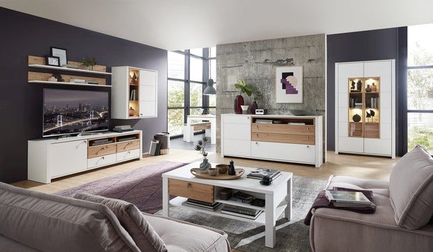 Innostyle Cabinet suspendat din pal si MDF cu 1 usa, Selina Alb / Natur, l92xA41xH101 cm