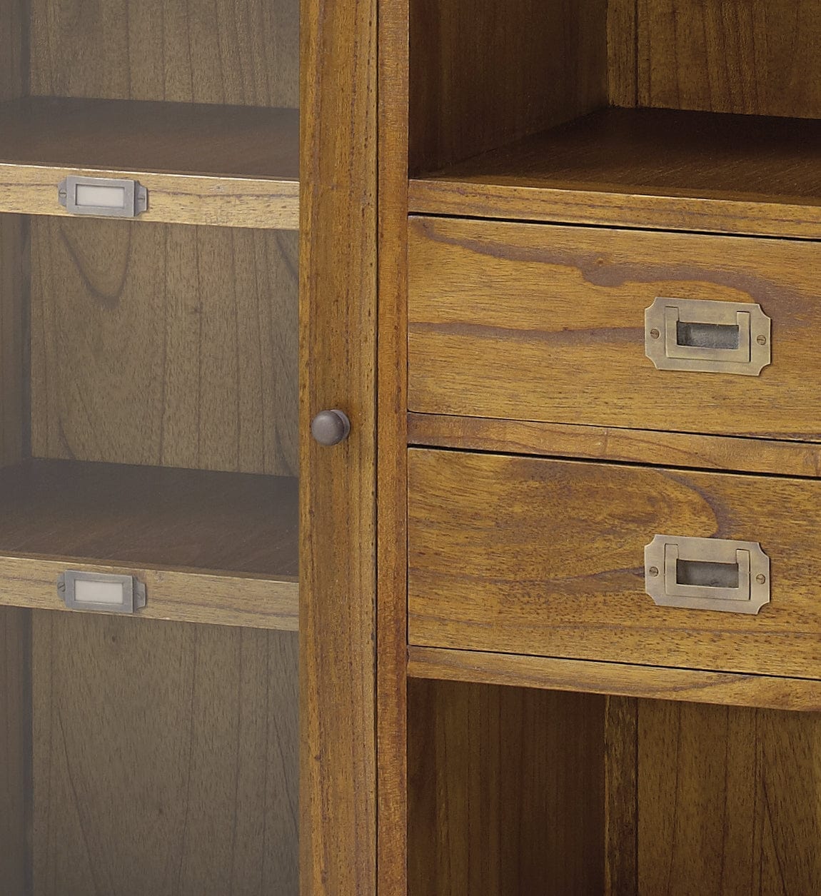 Cabinet cu vitrina, din lemn si furnir, cu 2 sertare si 1 usa, Star Combi Left Nuc, l90xA35xH90 cm (7)