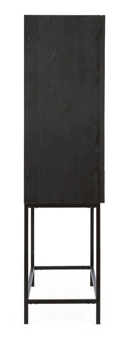 Cabinet din lemn de frasin si metal, cu 2 usi Eulalia Negru, l90xA40xH155 cm (5)