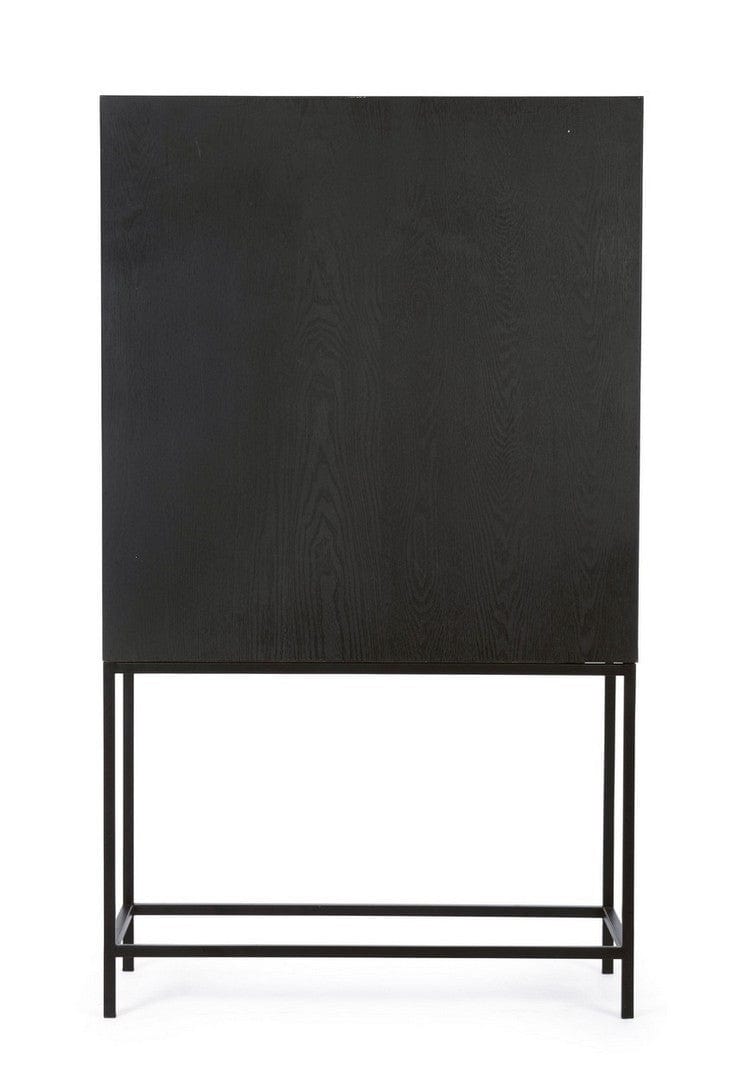 Cabinet din lemn de frasin si metal, cu 2 usi Eulalia Negru, l90xA40xH155 cm (4)
