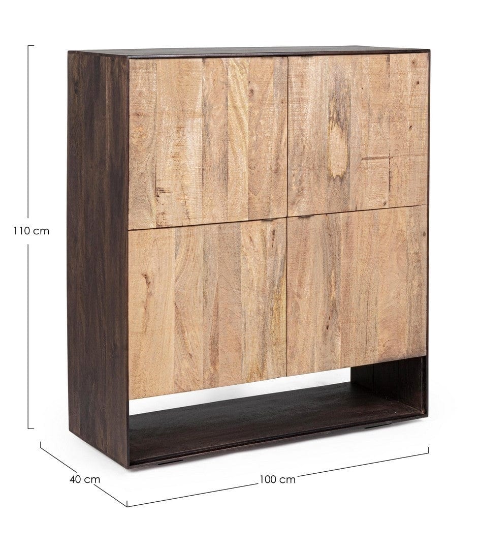 Cabinet din lemn de mango si furnir, cu 4 usi, Gunter Wenge / Natural, l100xA40xH110 cm (7)