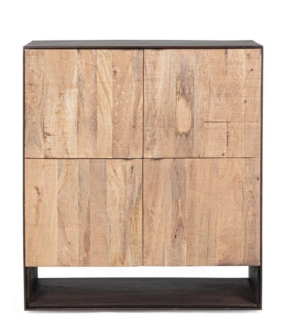 Cabinet din lemn de mango si furnir, cu 4 usi, Gunter Wenge / Natural, l100xA40xH110 cm (2)
