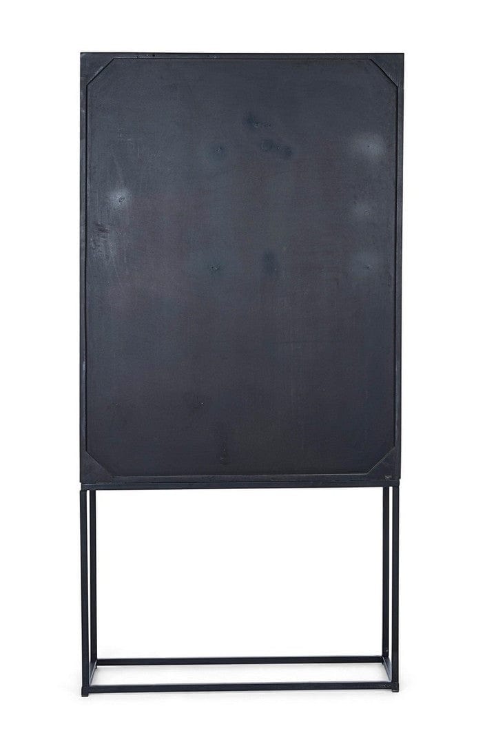 Cabinet din lemn de mango si metal, cu 6 sertare si 4 usi, Janesh Alb / Negru, l90xA35xH180 cm (4)