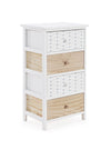 Cabinet din lemn de Paulownia, cu 4 sertare Alveare Alb / Natural, l40xA29xH73 cm