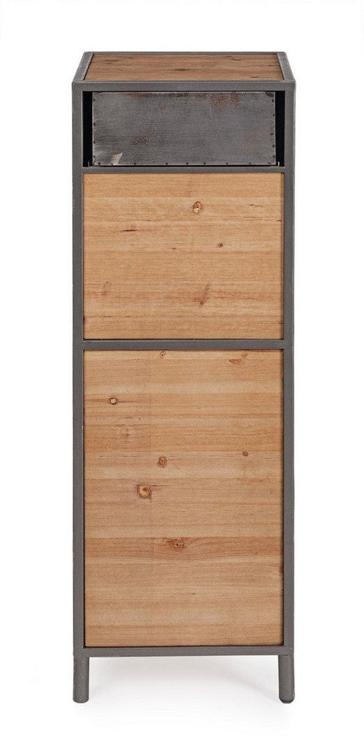 Cabinet din lemn de pin si metal, cu 1 sertar si 2 usi, Store Gri, l34,8xA34,5xH109,5 cm (9)