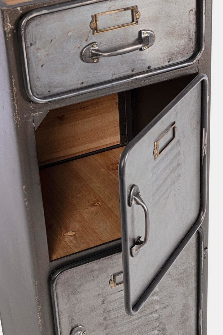 Cabinet din lemn de pin si metal, cu 1 sertar si 2 usi, Store Gri, l34,8xA34,5xH109,5 cm (6)