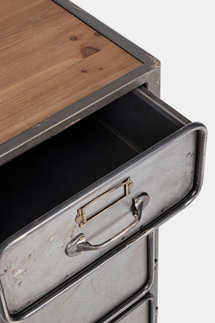 Cabinet din lemn de pin si metal, cu 1 sertar si 2 usi, Store Gri, l34,8xA34,5xH109,5 cm (7)