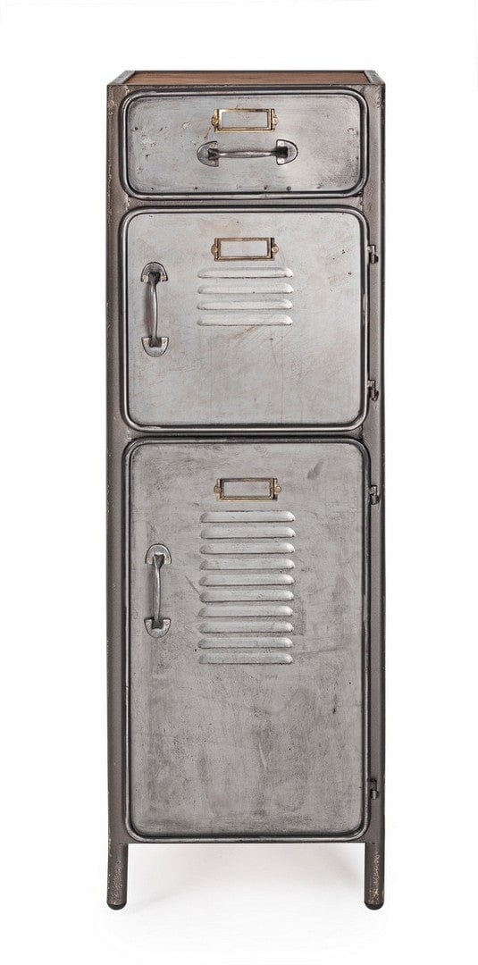 Cabinet din lemn de pin si metal, cu 1 sertar si 2 usi, Store Gri, l34,8xA34,5xH109,5 cm (3)