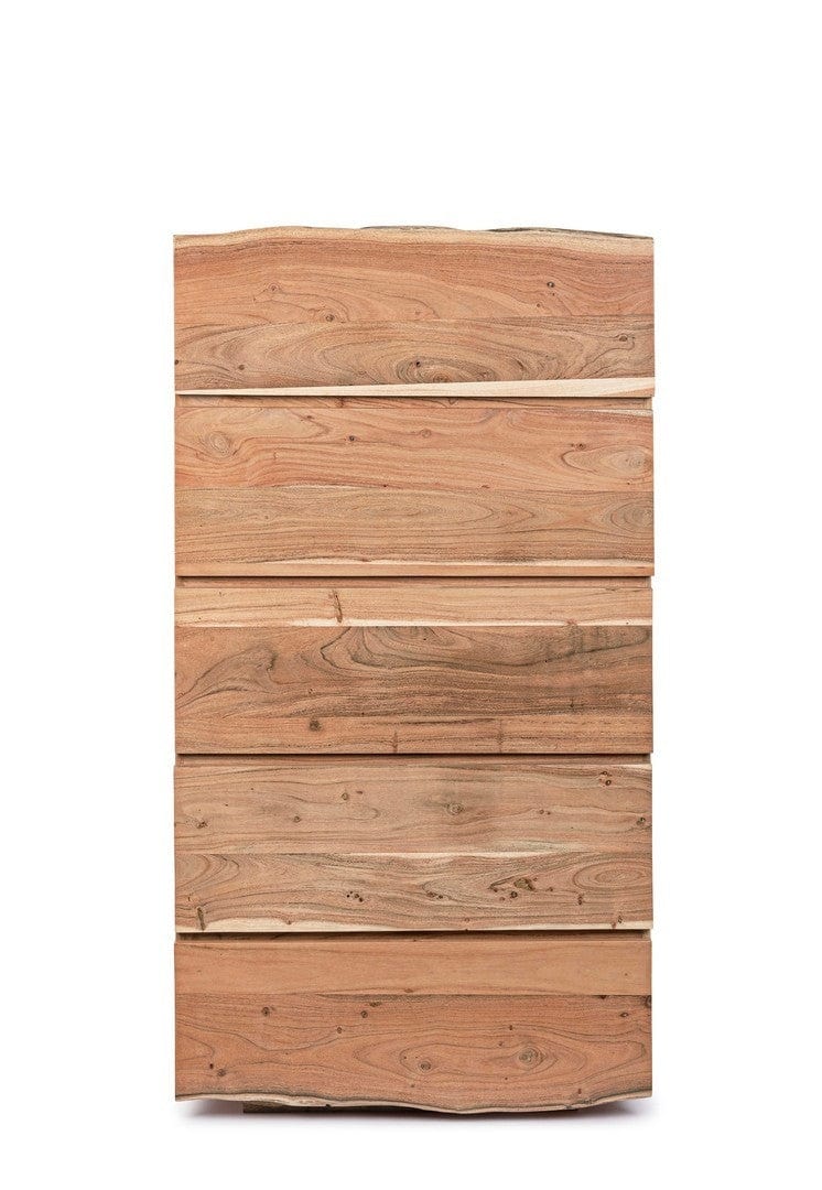 Cabinet din lemn de salcam, cu 5 sertare Aron Natural, l70xA45xH130 cm (1)