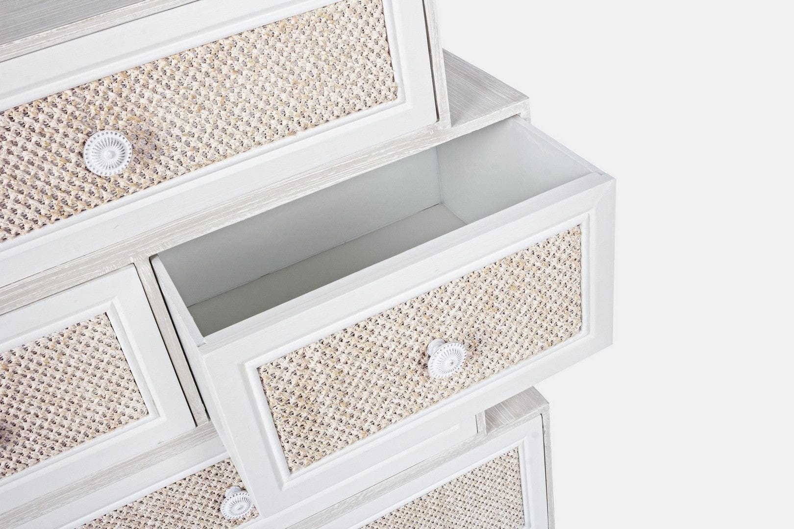 Cabinet din MDF, cu 6 sertare Montiel Irregular Ivoir / Natural, l60xA30xH83 cm (1)